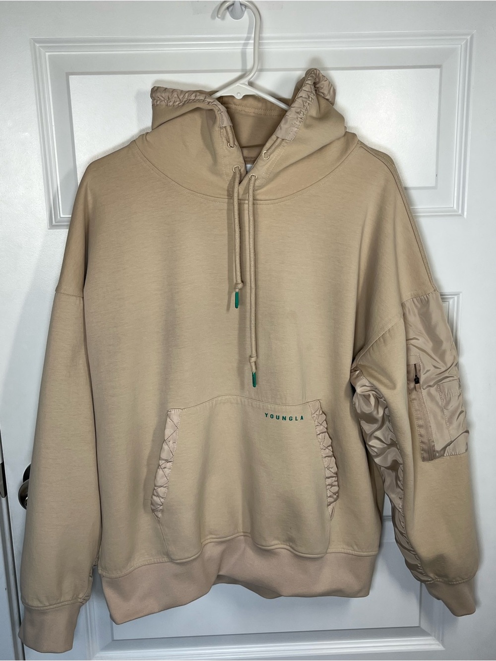 YoungLA 521 Always Improving Beige Graphic Utility Hoodie Large
